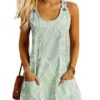 Summer Fashion Striped Patchwork Commuting U-Neck Sleeveless Pockets Back Button Casual Straight Slimming Mini Dress For Women - Image 9
