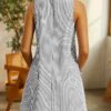 Summer Fashion Striped Patchwork Commuting U-Neck Sleeveless Pockets Back Button Casual Straight Slimming Mini Dress For Women - Image 10