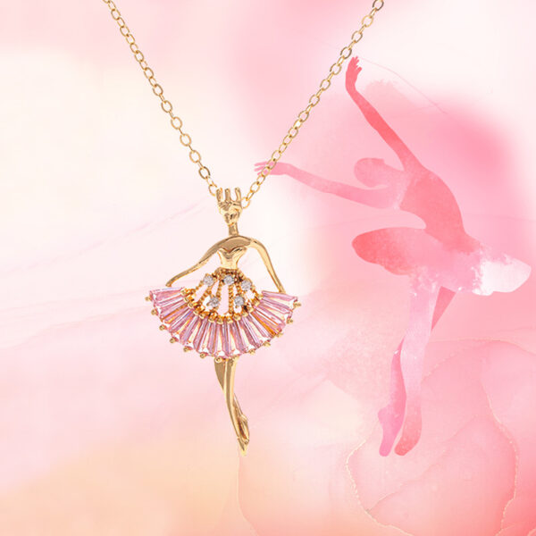 Ins Ballet-girl-shaped Necklace Fashion Personality Rhinestone Clavicle Chain Jewelry For Women