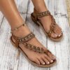 Bohemian Thong Sandals Summer Fashion Flowers Flat Beach Shoes For Women - Image 10