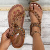 Bohemian Thong Sandals Summer Fashion Flowers Flat Beach Shoes For Women - Image 3