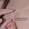 Moving Cupid Heart Angel Wings Tassel Necklace With Crystal Clavicle Chain Women Jewelry Gift Valentine's Day - Image 3