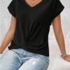 Turmeric Kojic Soap Turmeric-sleeve T-shirt Summer Casual Irregular Knot Top For Women Clothing - Image 3