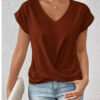 Turmeric Kojic Soap Turmeric-sleeve T-shirt Summer Casual Irregular Knot Top For Women Clothing - Image 4
