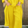 2pcs Long-sleeved Suits Loose V-neck Long Top And High Waist Wide Leg Pants With Pockets Women's Clothing - Image 4