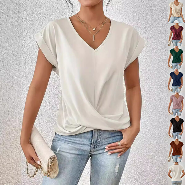 Turmeric Kojic Soap Turmeric-sleeve T-shirt Summer Casual Irregular Knot Top For Women Clothing