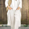 2pcs Long-sleeved Suits Loose V-neck Long Top And High Waist Wide Leg Pants With Pockets Women's Clothing - Image 7