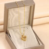 Double-layer Love Necklace With Rhinestones Titanium Steel Pendant Fashion Jewelry Woman Valentines Day Gift - Image 4
