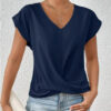 Turmeric Kojic Soap Turmeric-sleeve T-shirt Summer Casual Irregular Knot Top For Women Clothing - Image 2
