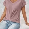 Turmeric Kojic Soap Turmeric-sleeve T-shirt Summer Casual Irregular Knot Top For Women Clothing - Image 7