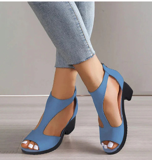 Women's High Heeled Fish Mouth Sandals with Zipper Closure - Summer Dressy Open Toe Footwear - Image 10
