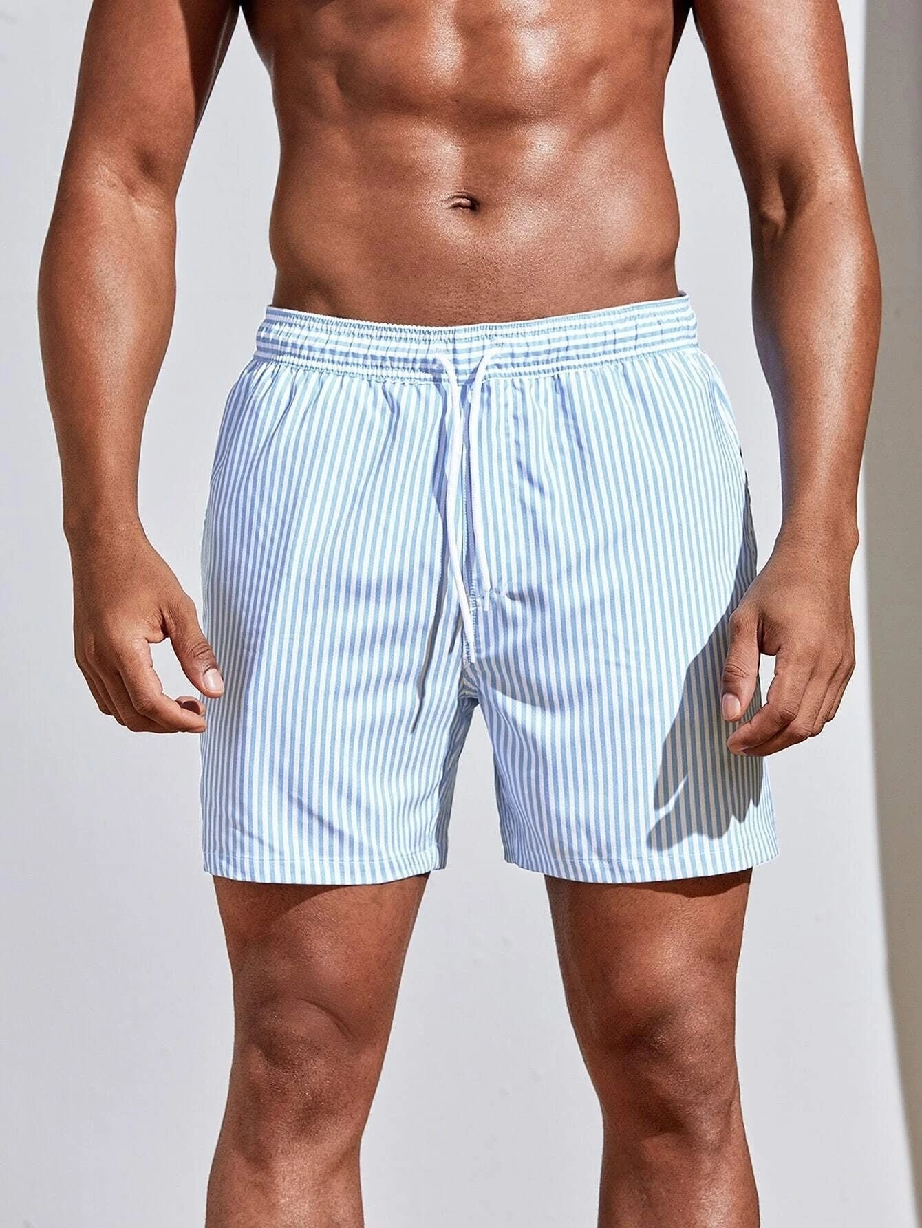 Men's 3D Striped Print Shorts Summer Casual Lightweight Beach Pants - Image 4