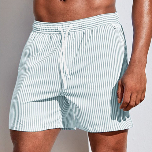Men's 3D Striped Print Shorts Summer Casual Lightweight Beach Pants - Image 3