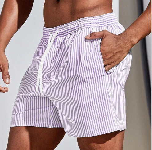 Men's 3D Striped Print Shorts Summer Casual Lightweight Beach Pants - Image 5