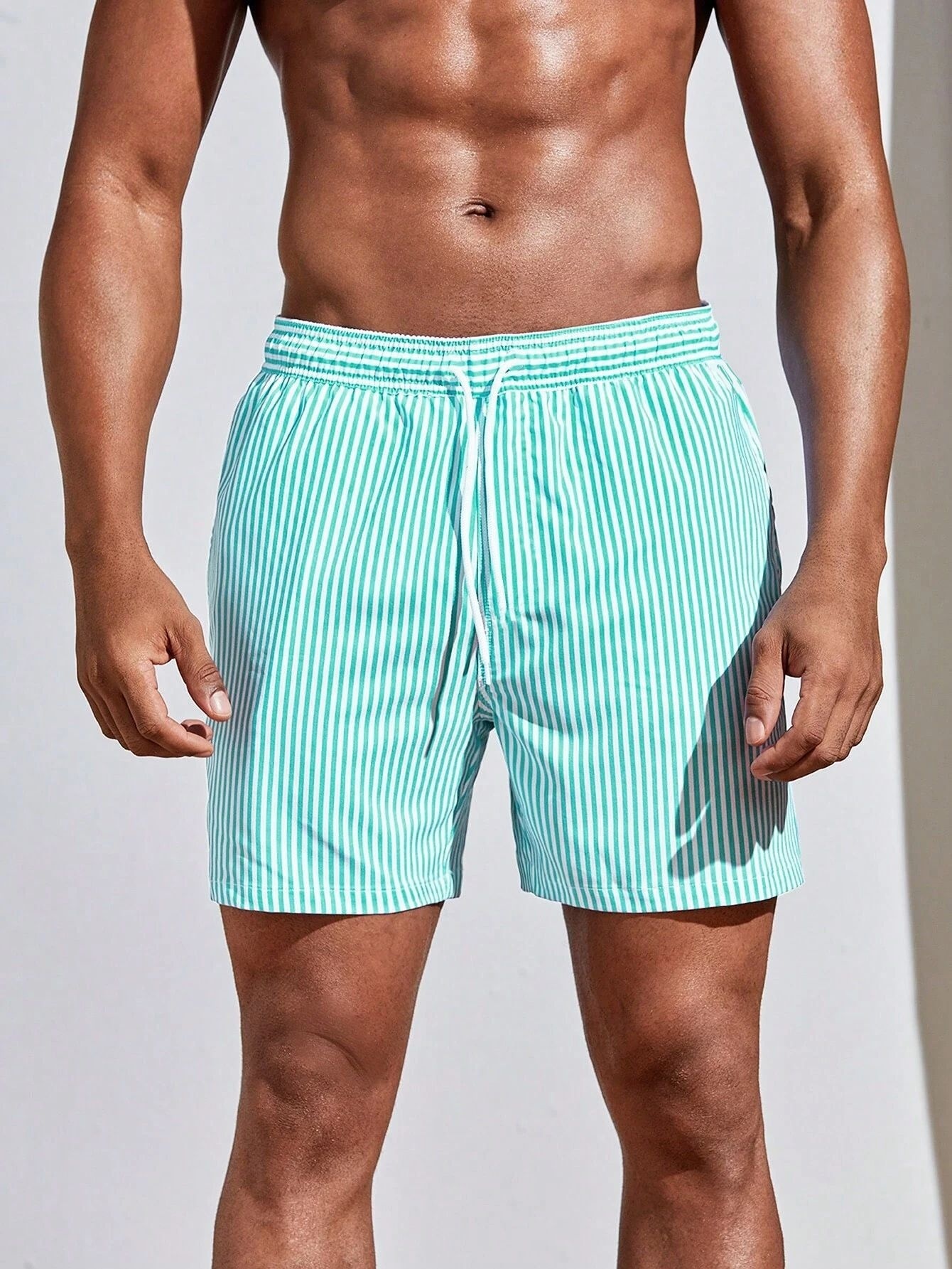 Men's 3D Striped Print Shorts Summer Casual Lightweight Beach Pants - Image 7
