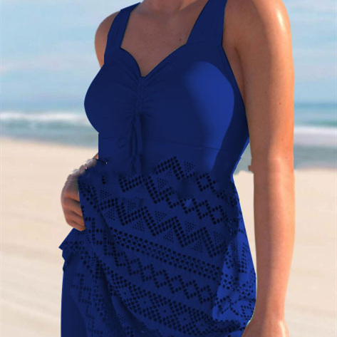Korean Version Of Solid Color Lace One-piece Swimsuit - Image 9