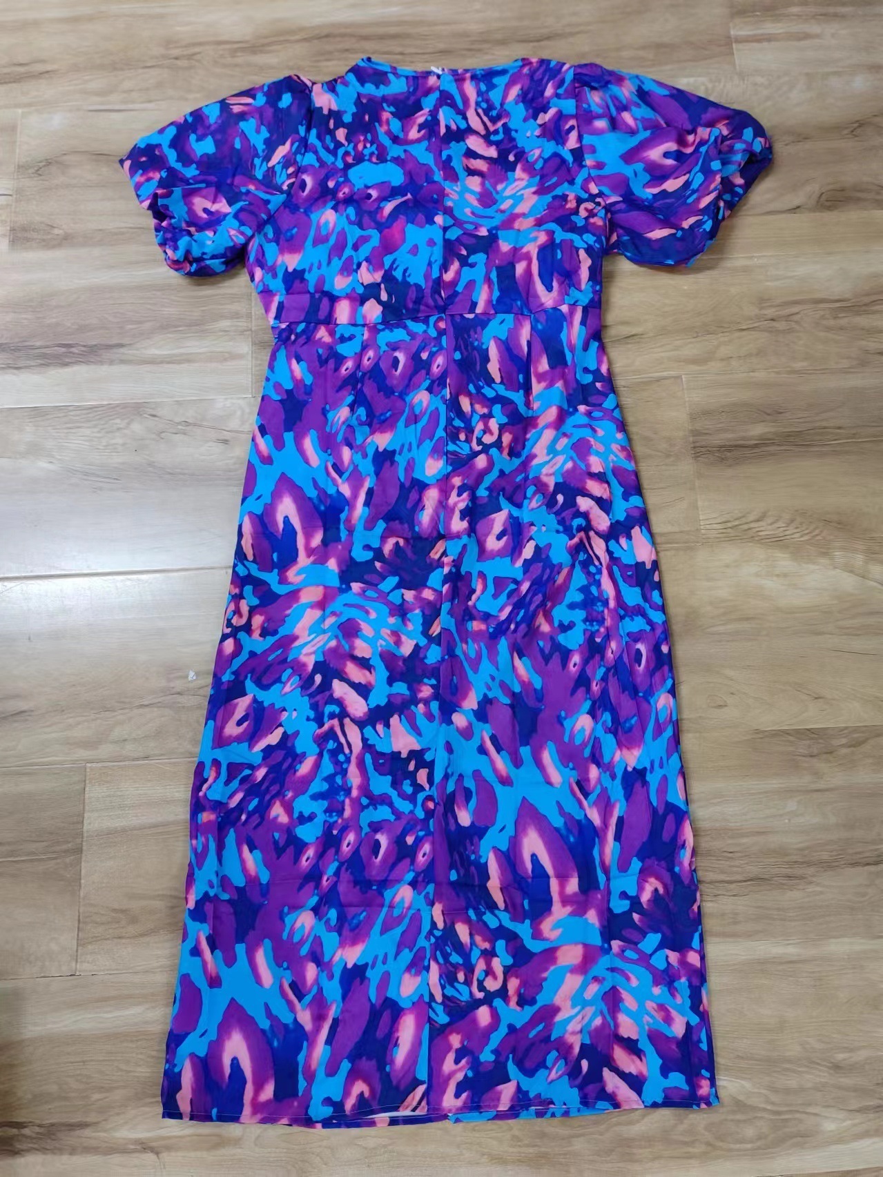 Puffed Short Sleeve Dress Summer Floral Printed V-neck Skinny Dresses - Image 10
