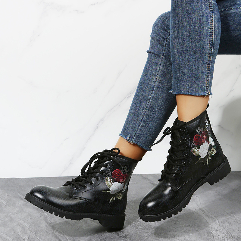 Workwear Boots Large Print Women's High Top Halloween Cartoon Pattern Martin Boots Women - Image 5