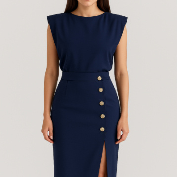 Women's Summer Split Dress With Buttons Casual Sleeveless Midi Dress Clothing - Image 3