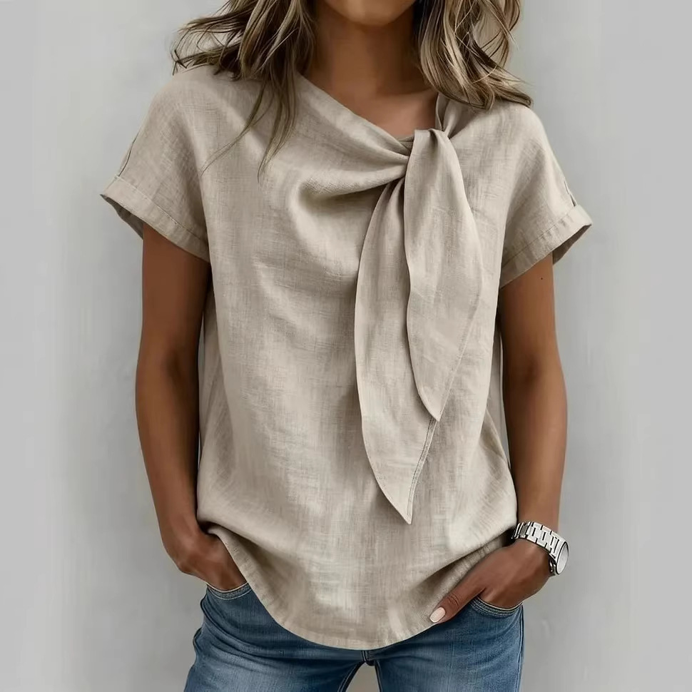 Women's Summer Short Sleeve Casual T-Shirt - Cotton Blend Lightweight Everyday Top For Daily Wear - Image 9