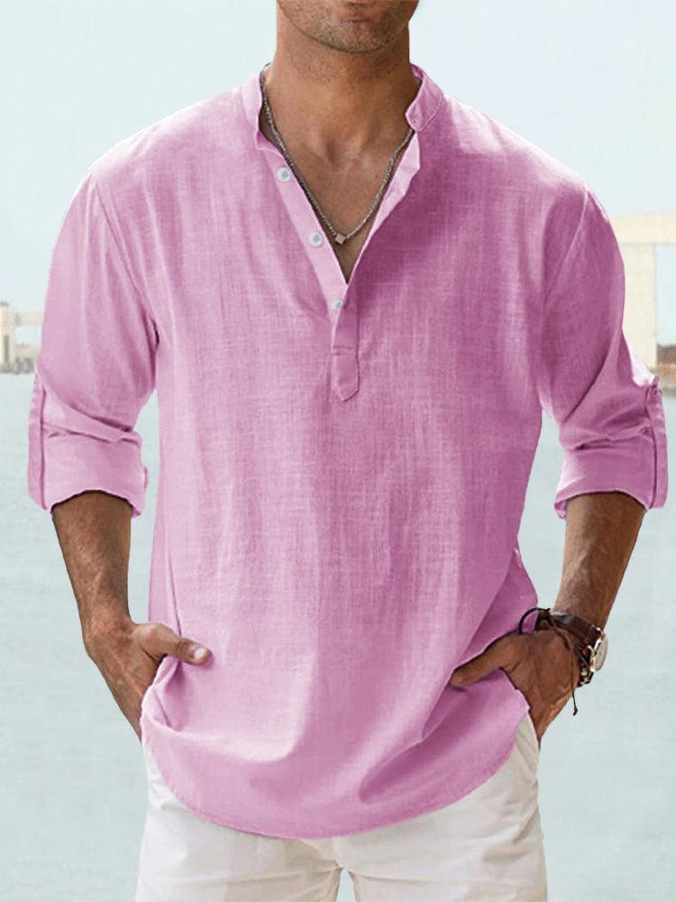 New Men's Casual Blouse Cotton Linen Shirt Loose Tops Long Sleeve Tee Shirt Spring Autumn Casual Handsome Men's Shirts - Image 4