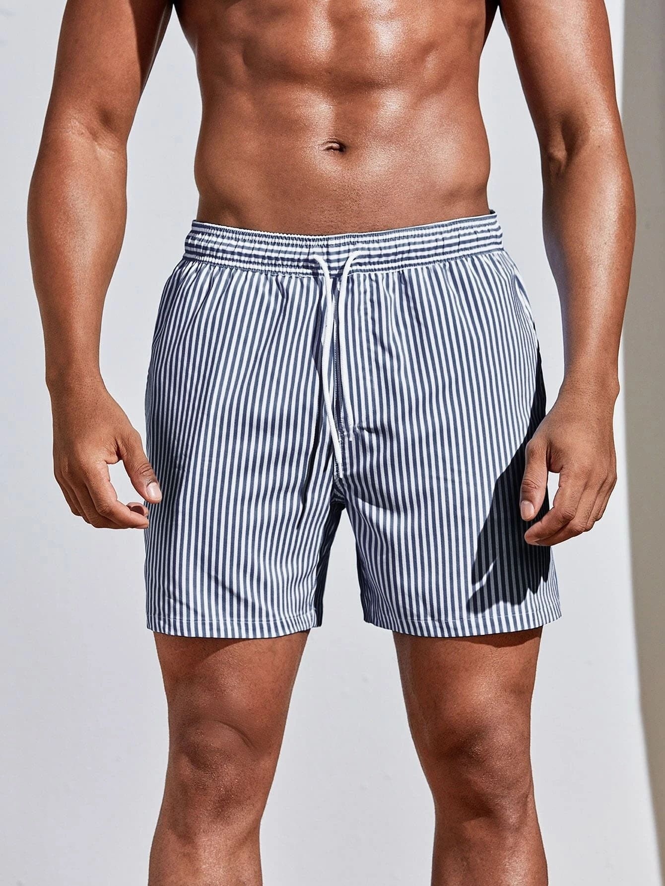 Men's 3D Striped Print Shorts Summer Casual Lightweight Beach Pants - Image 9
