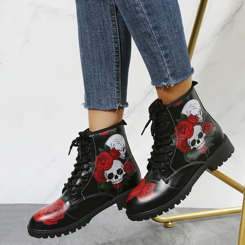 Workwear Boots Large Print Women's High Top Halloween Cartoon Pattern Martin Boots Women - Image 6